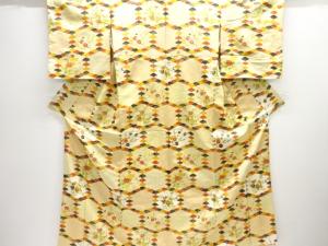 金通し菊梅牡丹模様付け下げ小紋着物